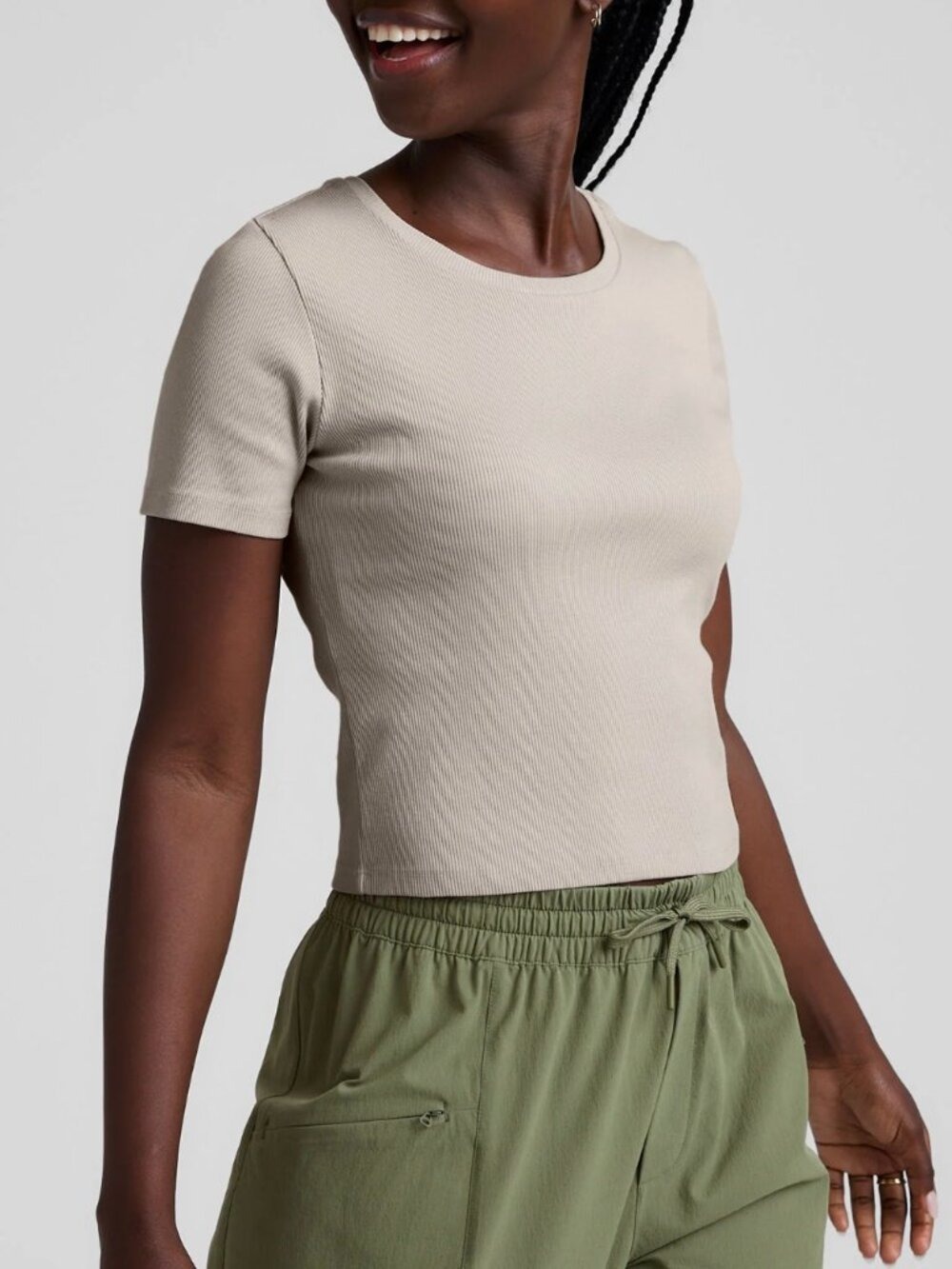 Beyond Yoga Rib Baby Tee - Oat